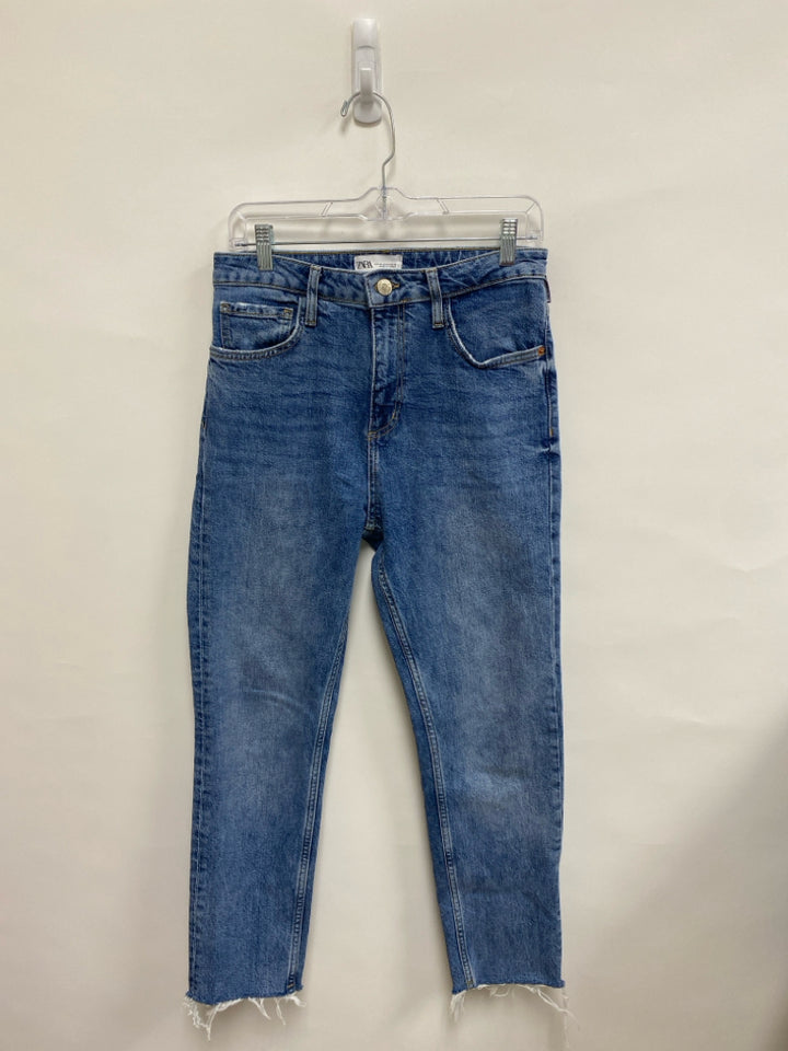 Zara Size 8 Blue Denim Fringe Ladies Jeans