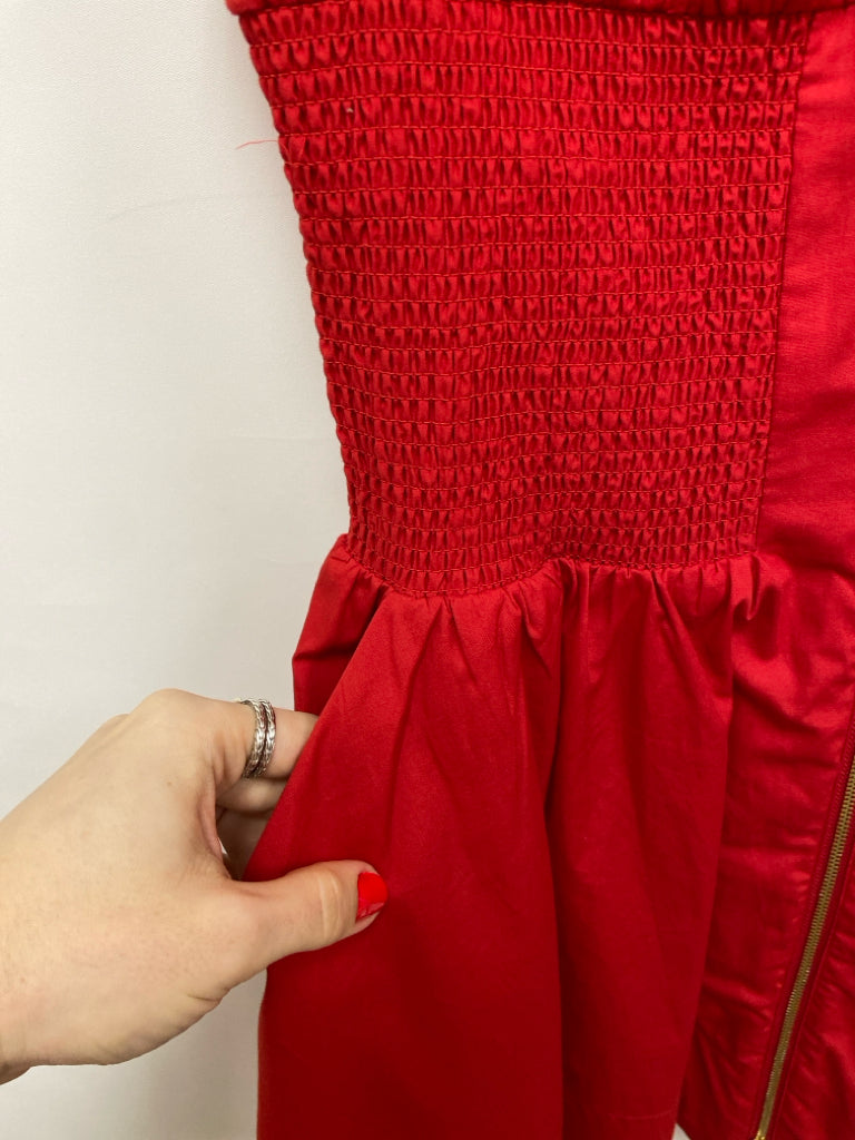 Anthropologie Size S Red Smocking Sleeveless Ladies Dress