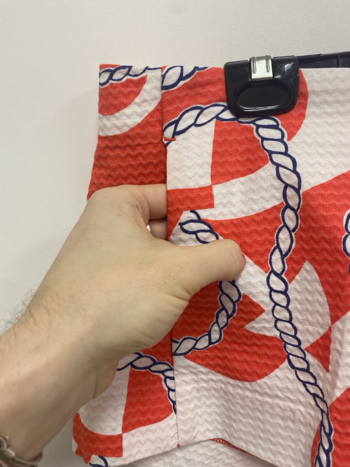 LILLY PULITZER Size 4 Coral/White Navy Ropes Ladies Shorts
