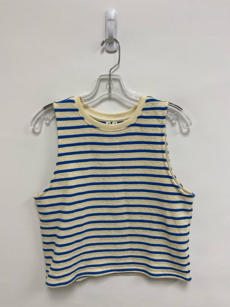 Roxy Size S Cream Blue Striped Sleeveless Ladies Top