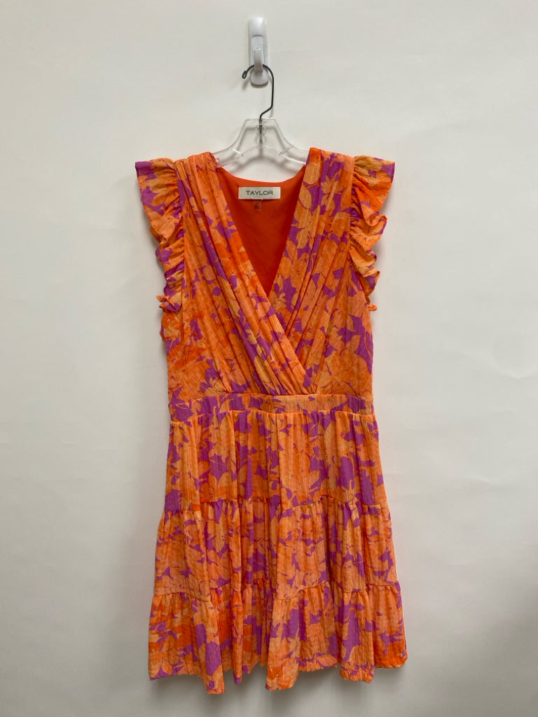 Taylor  SIZE  16 Coral Purple Flowers Plus Size Dress