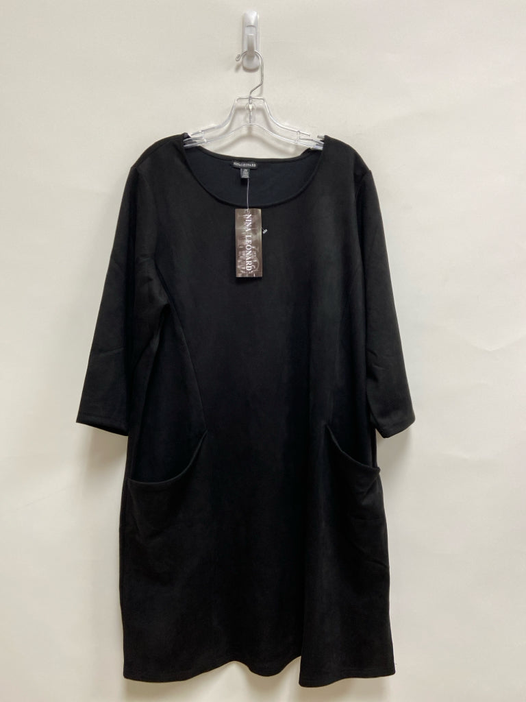 NWT Nina Leonard Size 2X Black Long Sleeve Faux Suede Plus Size Dress