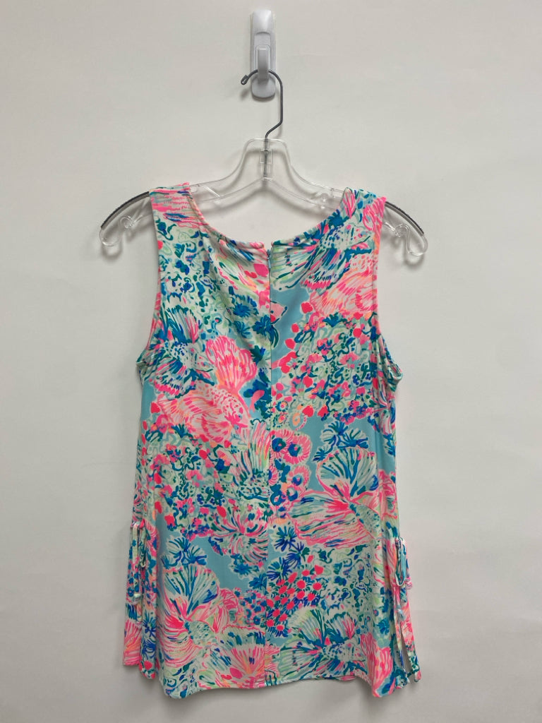 LILLY PULITZER Size S Pink/White Coral/Blue Fish Sleeveless Ladies Top