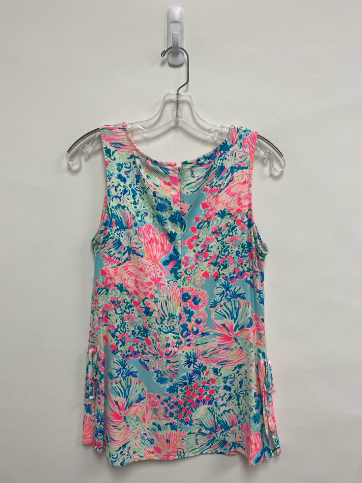 LILLY PULITZER Size S Pink/White Coral/Blue Fish Sleeveless Ladies Top