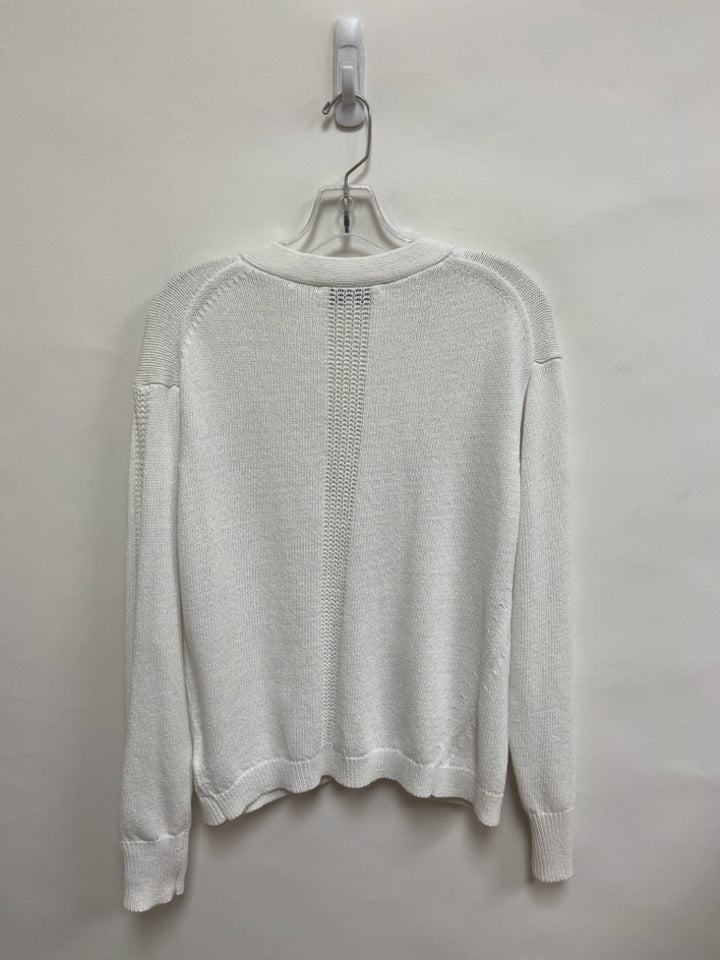 White + Warren Size M White Cardigan Ladies Sweater