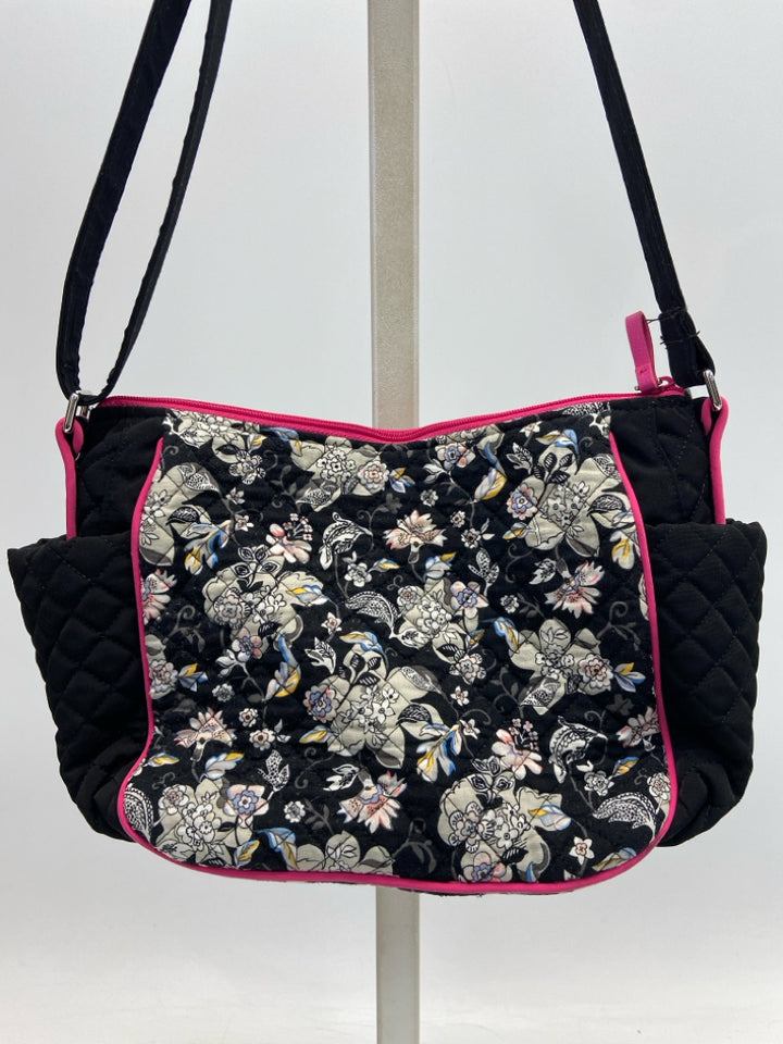 Vera Bradley Black Gray/Multi Flower(s) Handbag