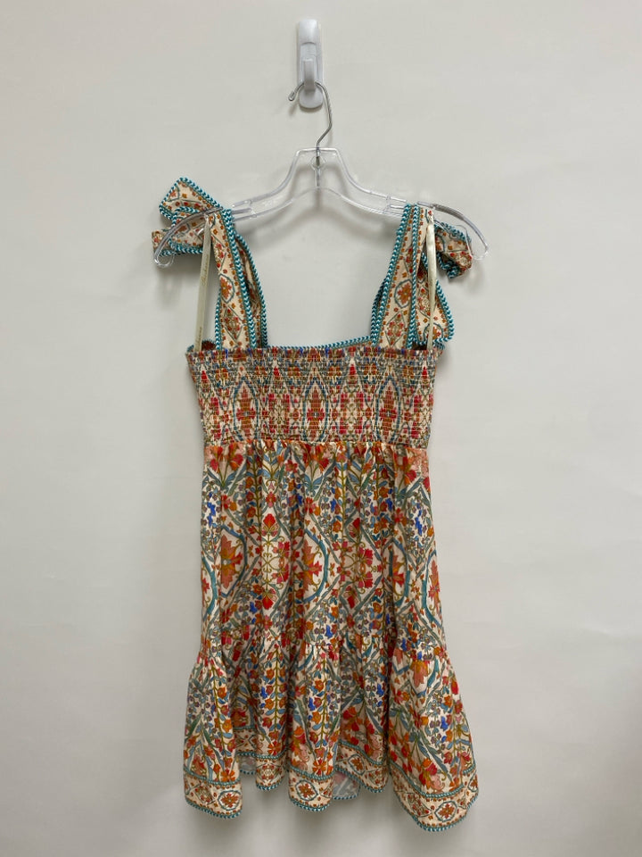 Shoshanna Size 2 Pale Pink Blue/Red Flowers Sleeveless Embroidered Ladies Dress