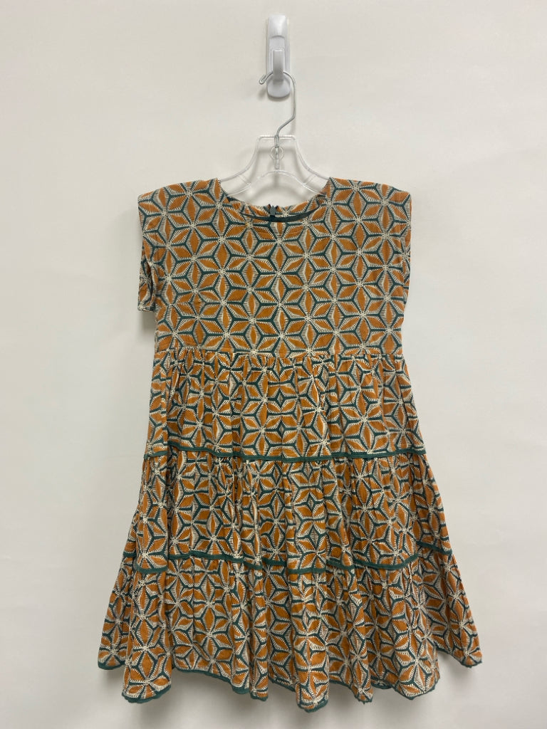 Pink Chicken SIZE 7 Burnt Orange Seafoam/Cream Floral Sleeveless Girl&