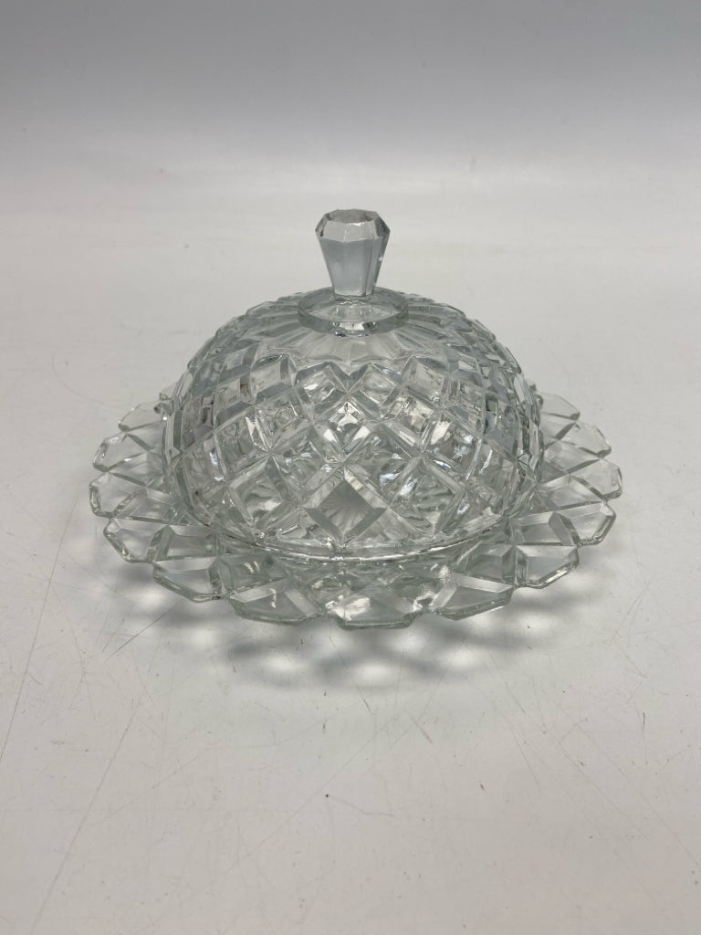 Clear Waffle Glass Serving Piece