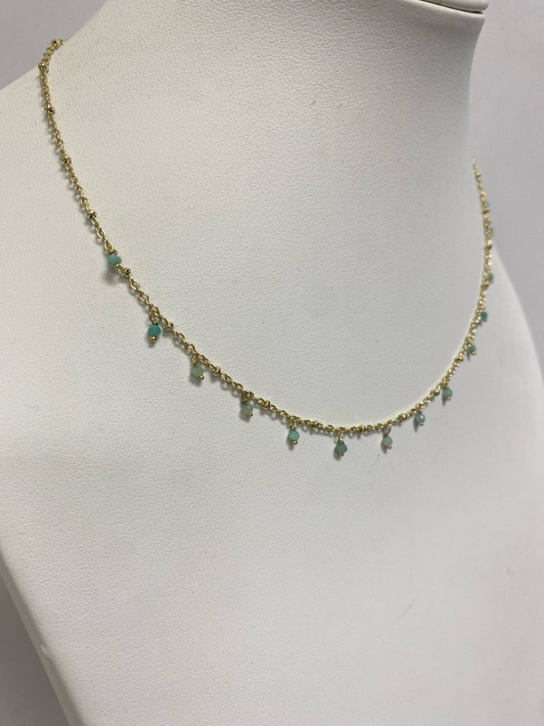 Kendra Scott Gold Color Blue Beaded Necklace
