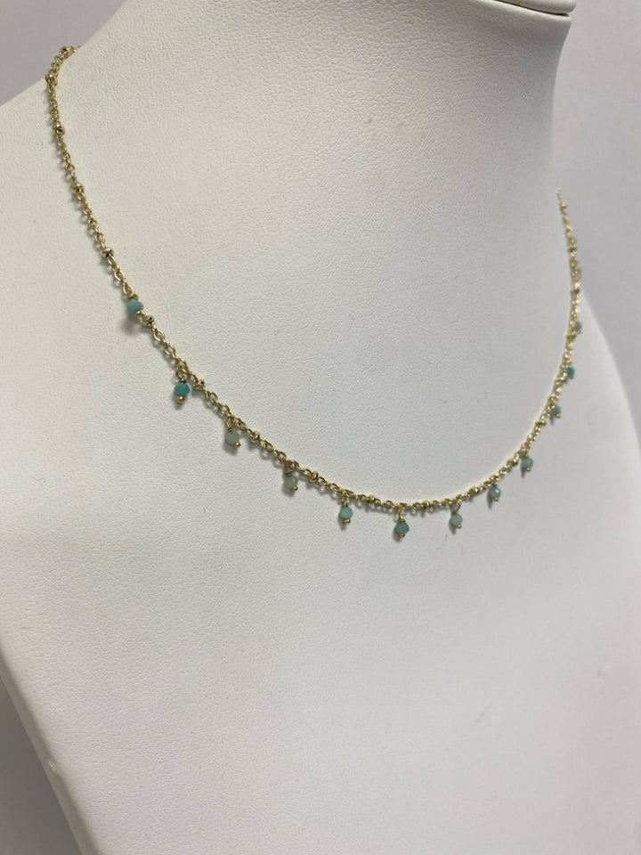 Kendra Scott Gold Color Blue Beaded Necklace