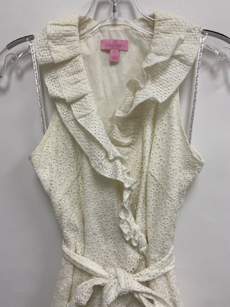 LILLY PULITZER Size 2 Ivory Sleeveless Eyelet Ladies Dress