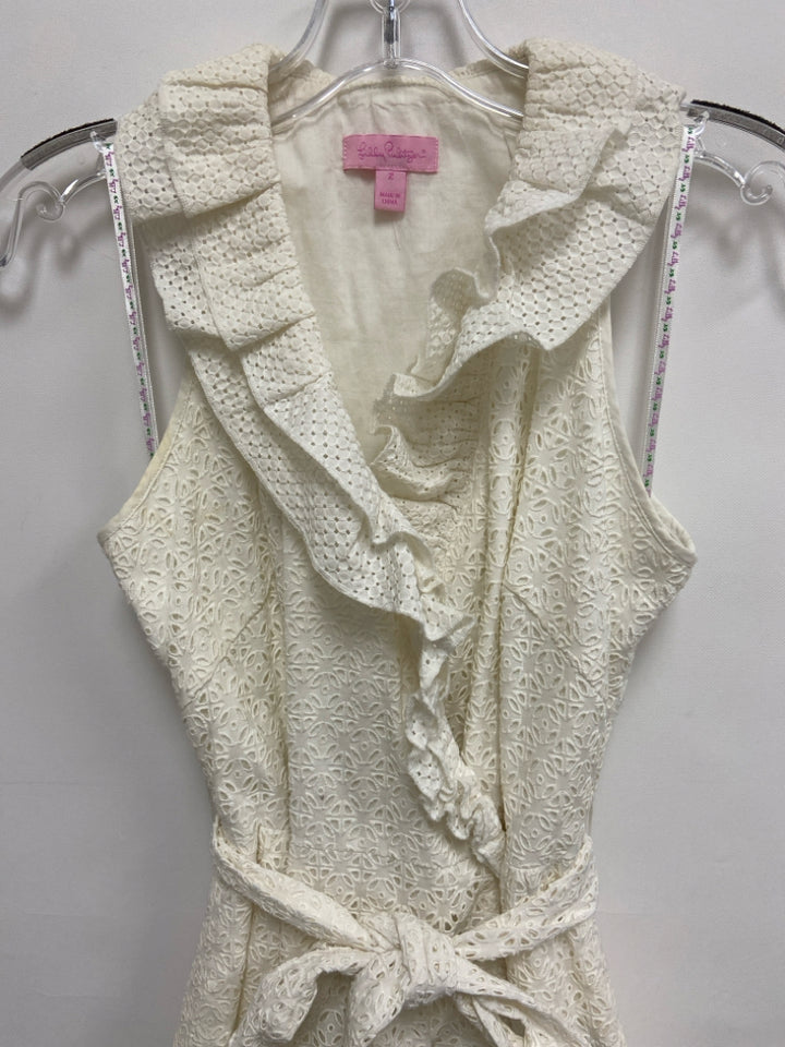 LILLY PULITZER Size 2 Ivory Sleeveless Eyelet Ladies Dress