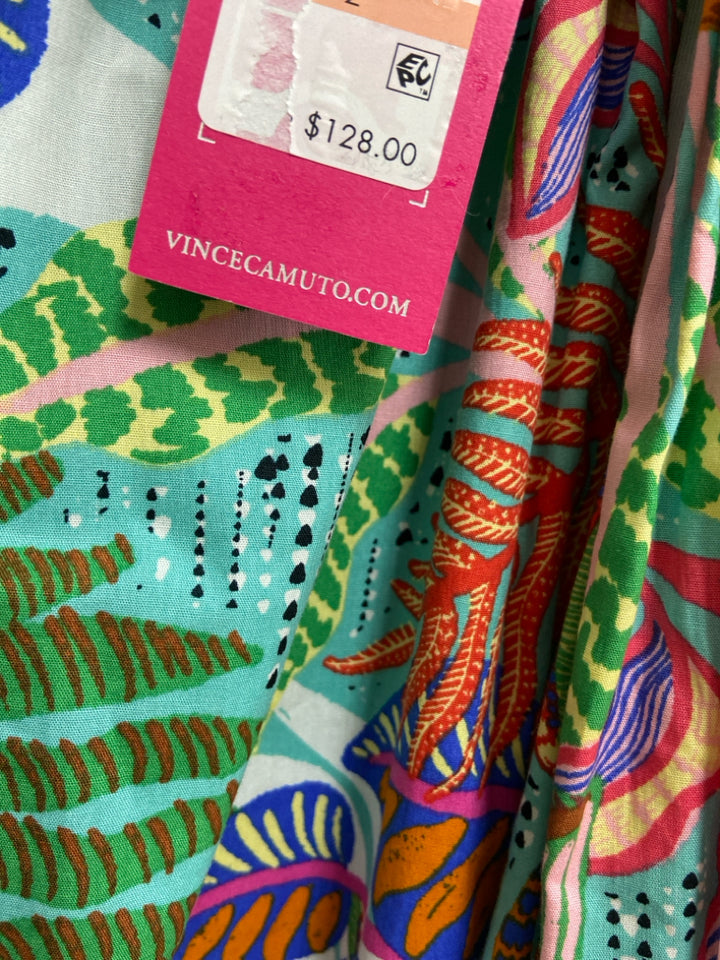 NWT VINCE CAMUTO Size 2 Aqua/Pink Green/Multi Floral Strapless Ladies Dress