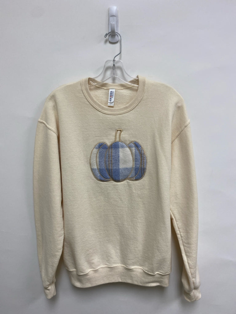 Size M Ivory Blue Pumpkin Ladies Sweatshirt