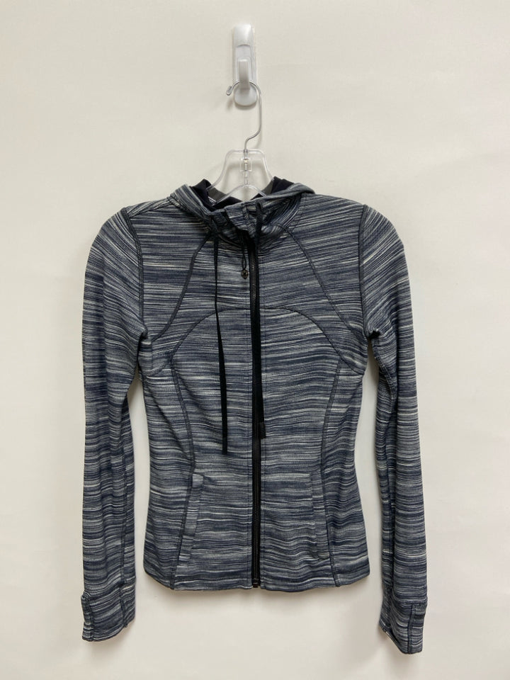 Lululemon Size 4 Charcoal Cream Streaked Zip Down Athletic Jacket