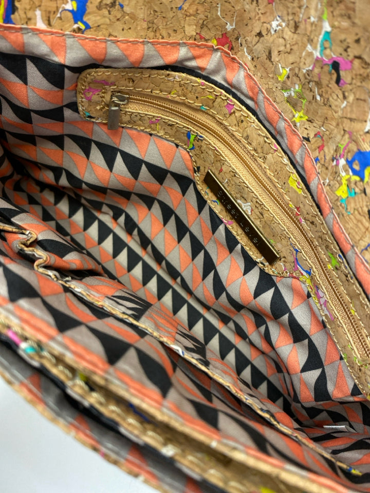Brown Multi-Color Cork Handbag