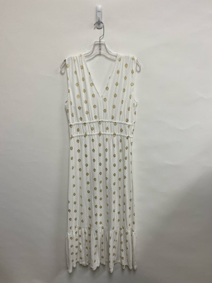 Boden Size 10 White Gold Print Maxi Ladies Dress