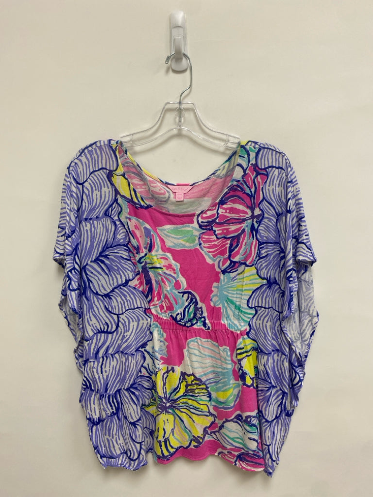 LILLY PULITZER Size S Purple/White Pink/Multi Flowers Batwing Ladies Top