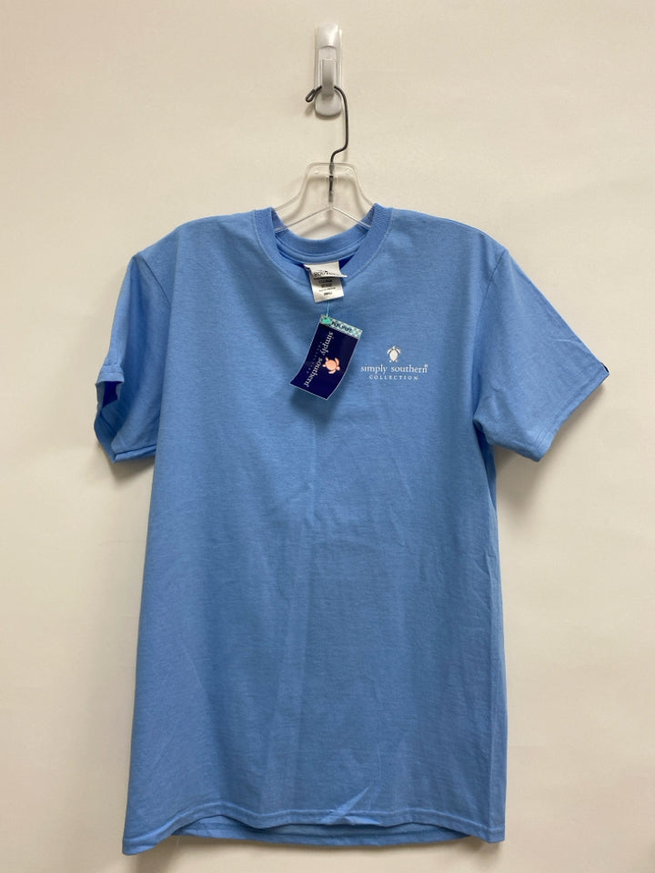 NWT Simply Southern Size S Blue White Logo Ladies Top