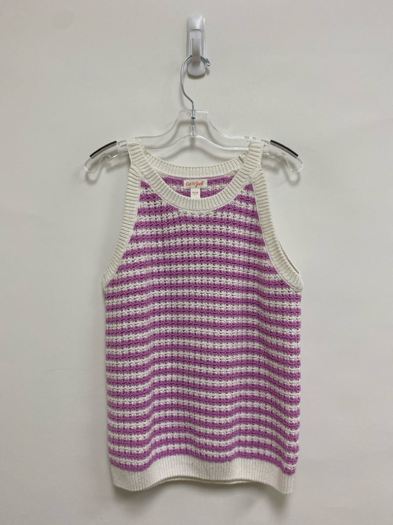 Cat &amp; Jack SIZE 14 White Lavender Stripes Tank Girl&