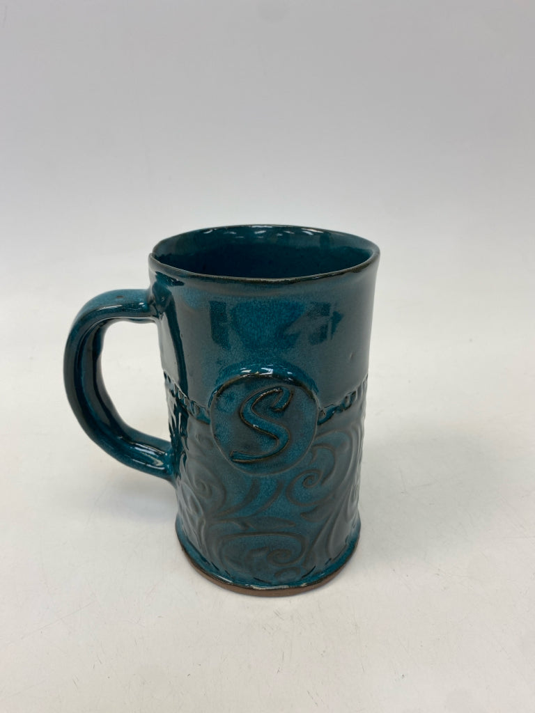 Dark Teal Blue Ceramic Pottery