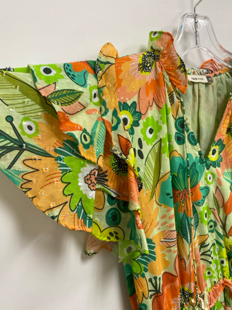 maude vivante Size S Green/Yellow Orange/Black Floral Maxi Ladies Dress