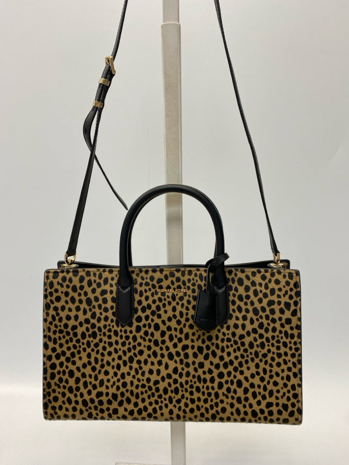 Michael Kors Brown Black Animal Print Fur Handbag