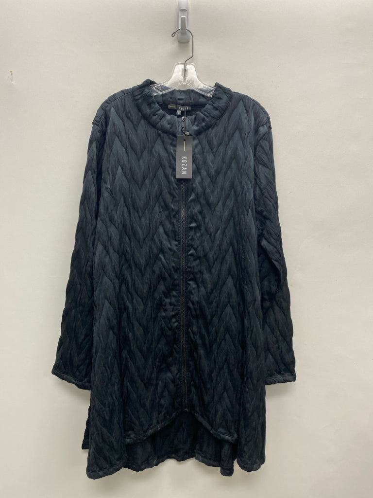 NWT KOZAN Size 1X Black Texture Zip Down Plus Size Jacket