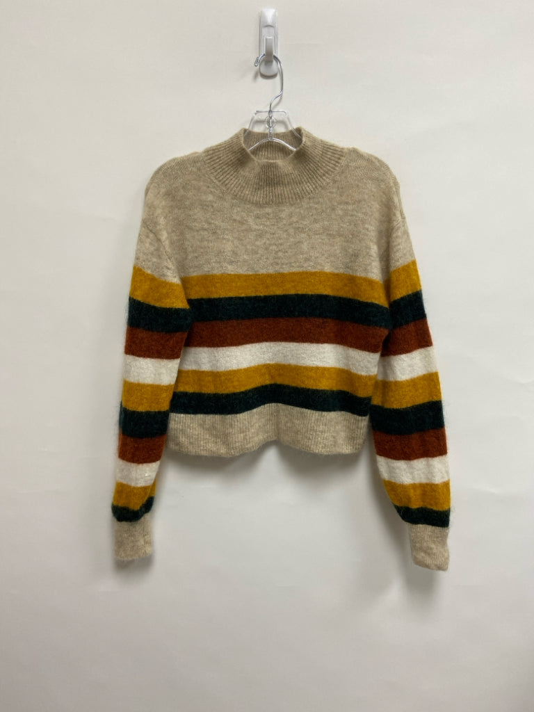 Size S Oatmeal Multi Color Striped Wool Blend Ladies Sweater