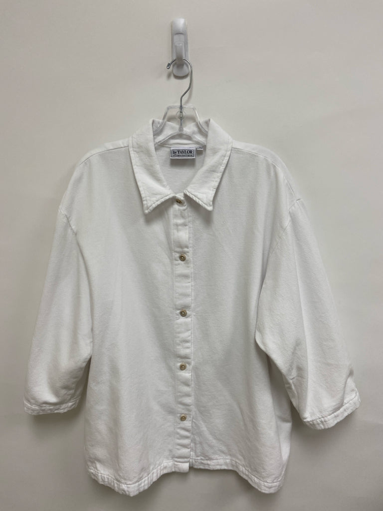Taylor Size L White Button Up Ladies Top