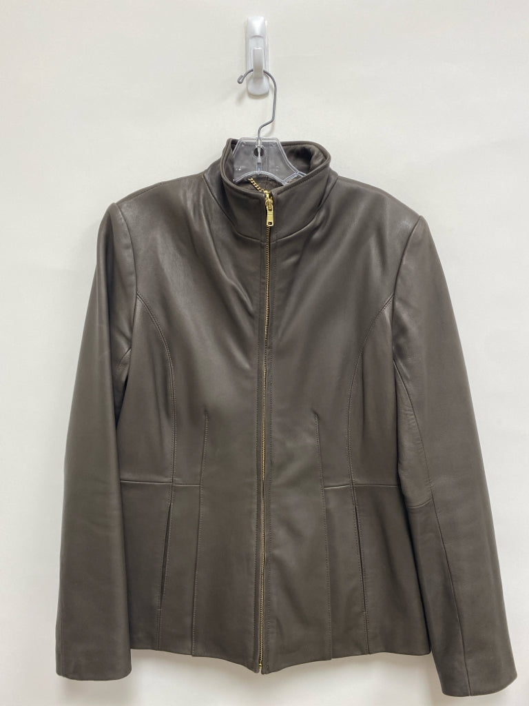 Cole Haan Size M Dark Brown Zip Down Lamb Skin Ladies Jacket