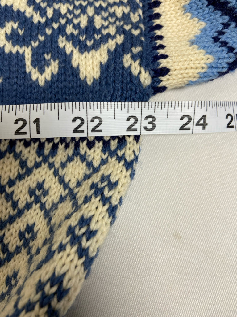 Nordstrikk Size M Cream Blue Zig Zag Wool Ladies Sweater