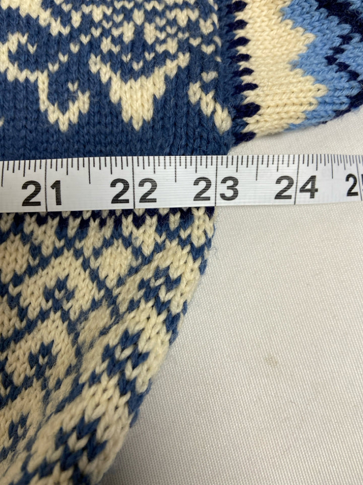 Nordstrikk Size M Cream Blue Zig Zag Wool Ladies Sweater