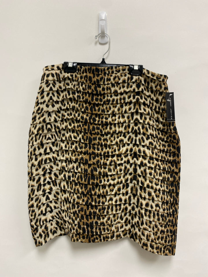 NWT Larry Levine Size 10 Cream Brown/Black Animal Print Ladies Skirt