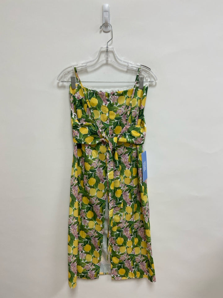 NWT Size 2 White/Pink Yellow/Green Lemons Maxi Ladies 2pc Skirt