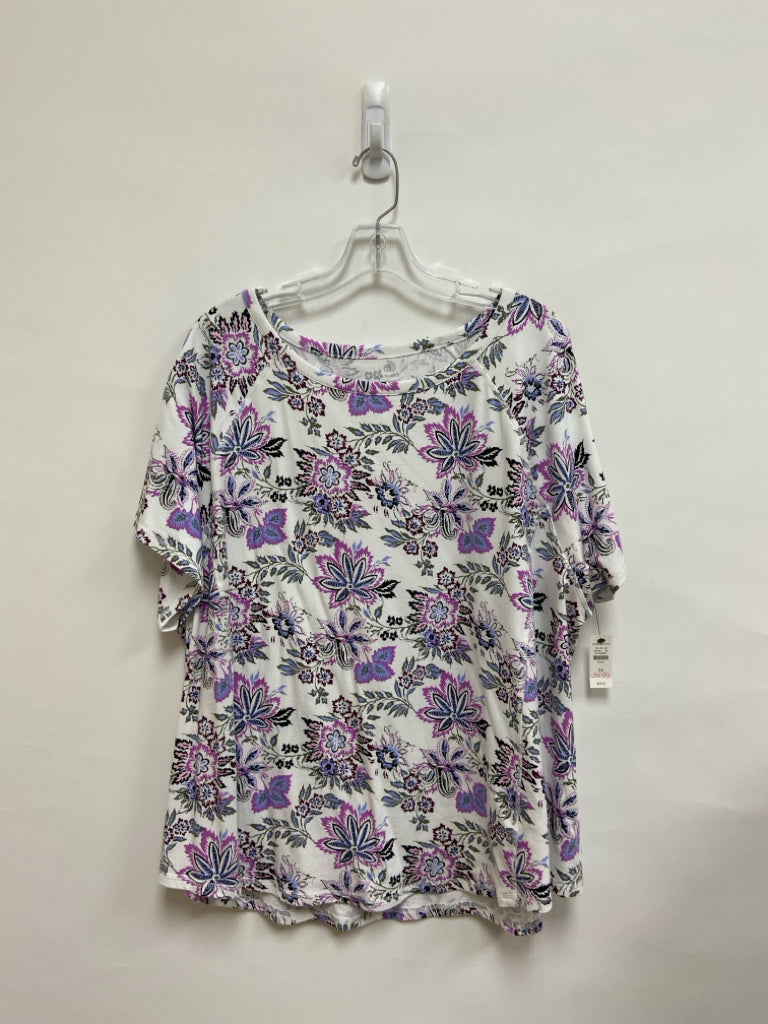 NWT Talbots  SIZE  3X White Purple/Blue Flowers Plus Size Top