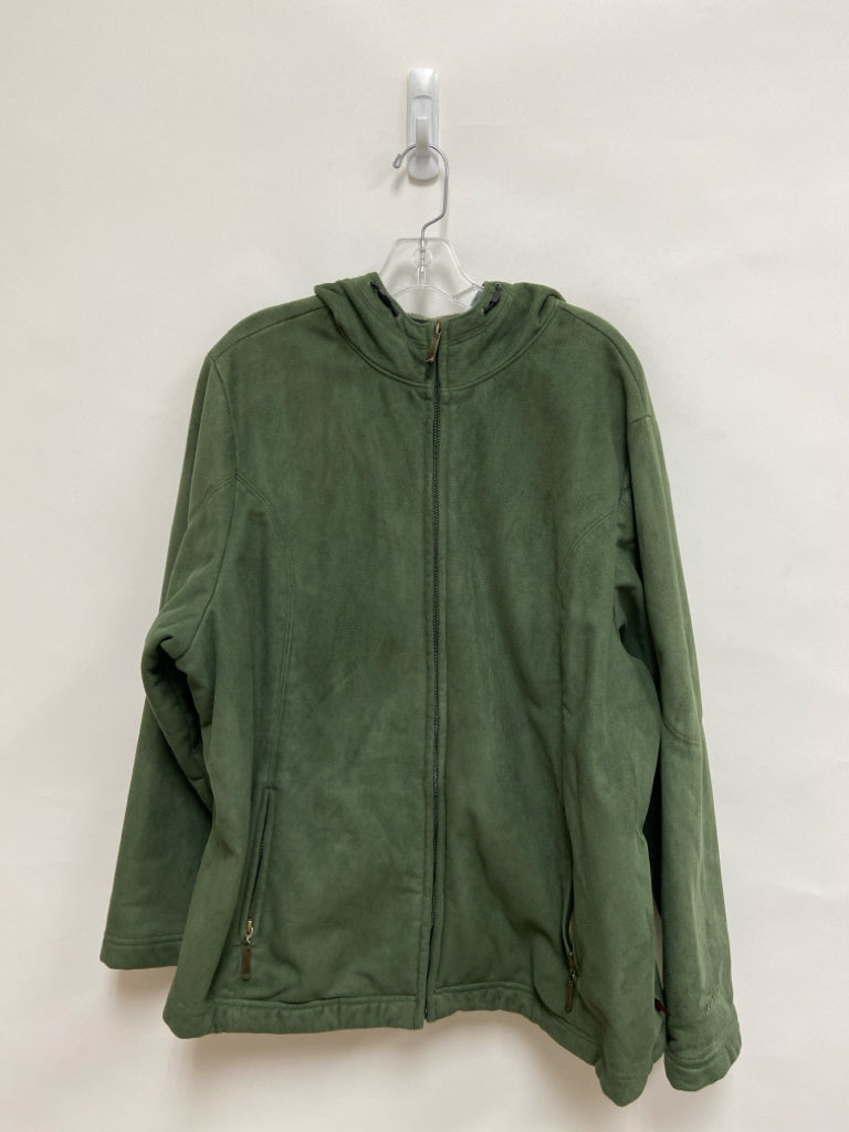 Woolrich Size 2X Dark Green Hooded Zip Down Faux Suede Plus Size Jacket