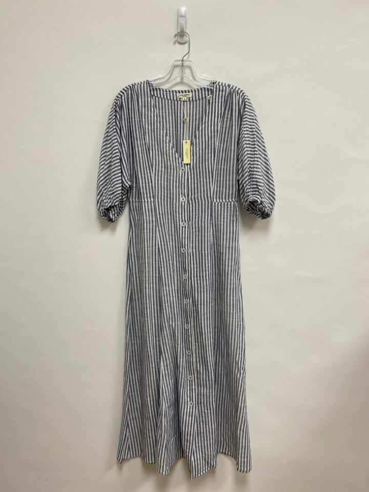 NWT Max Studio Size M Navy White Striped Puff Sleeve Ladies Dress