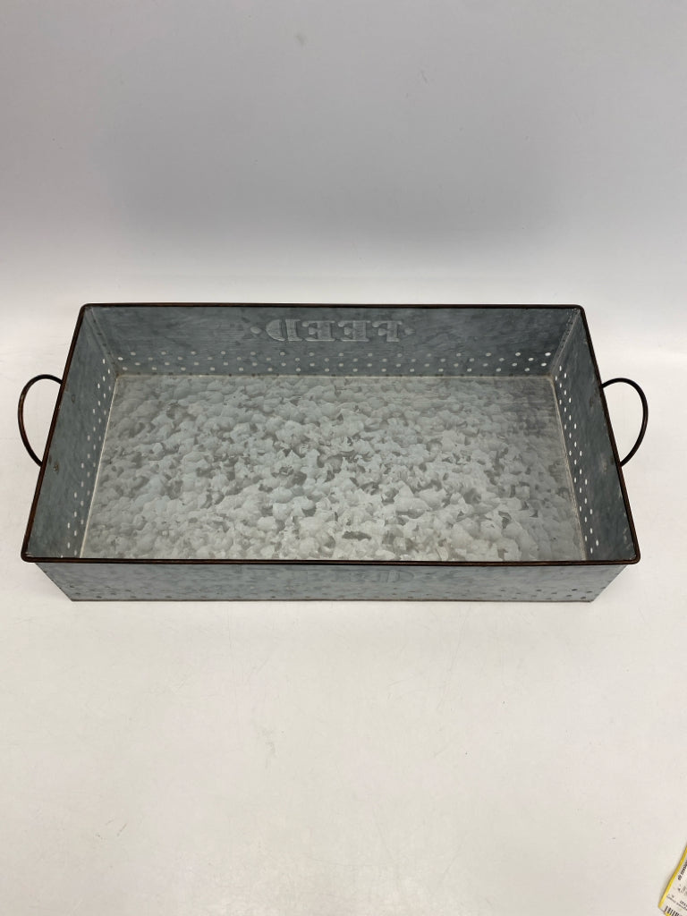 Silver Galvanized Metal Tray