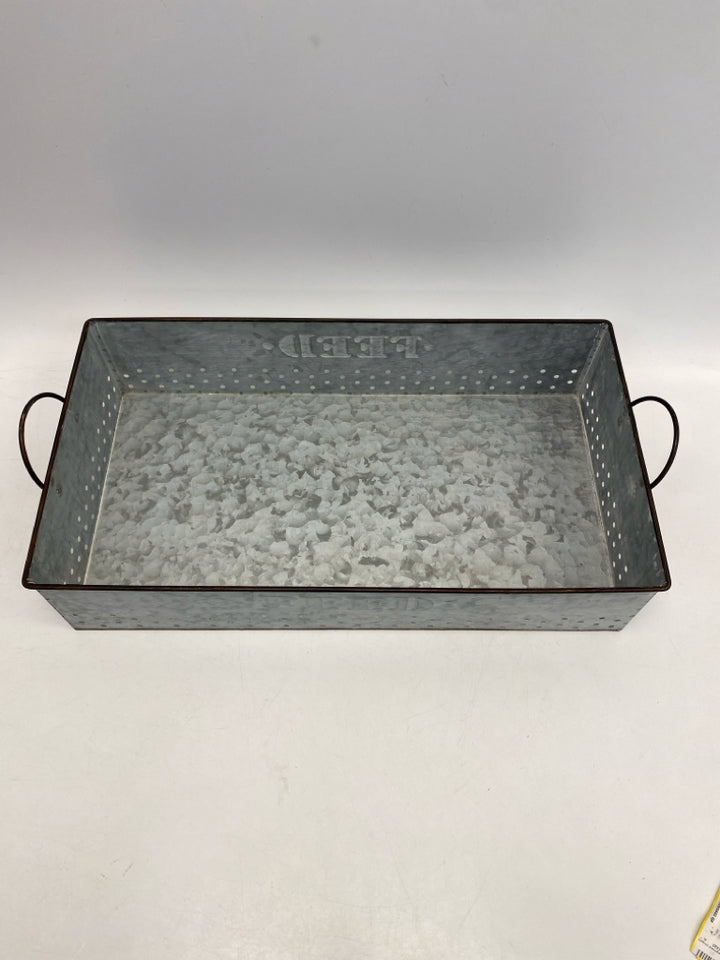 Silver Galvanized Metal Tray