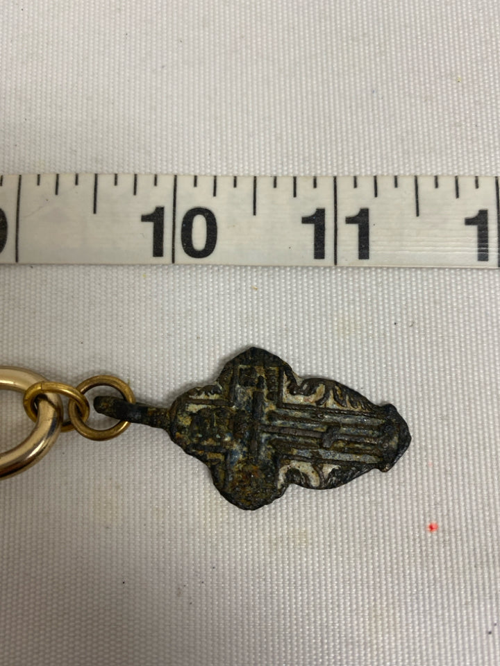 Gold Color Brown/Tan Cross Necklace