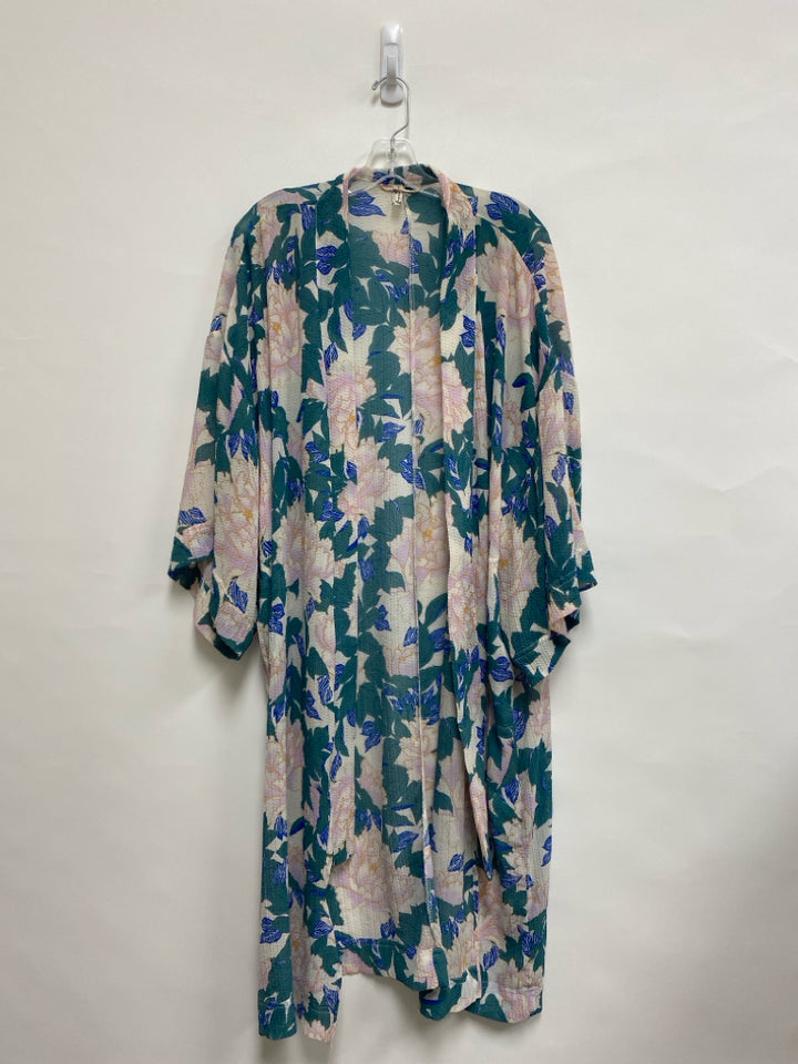 Free People Size S Cream Green/Multi Floral Ladies Kimono