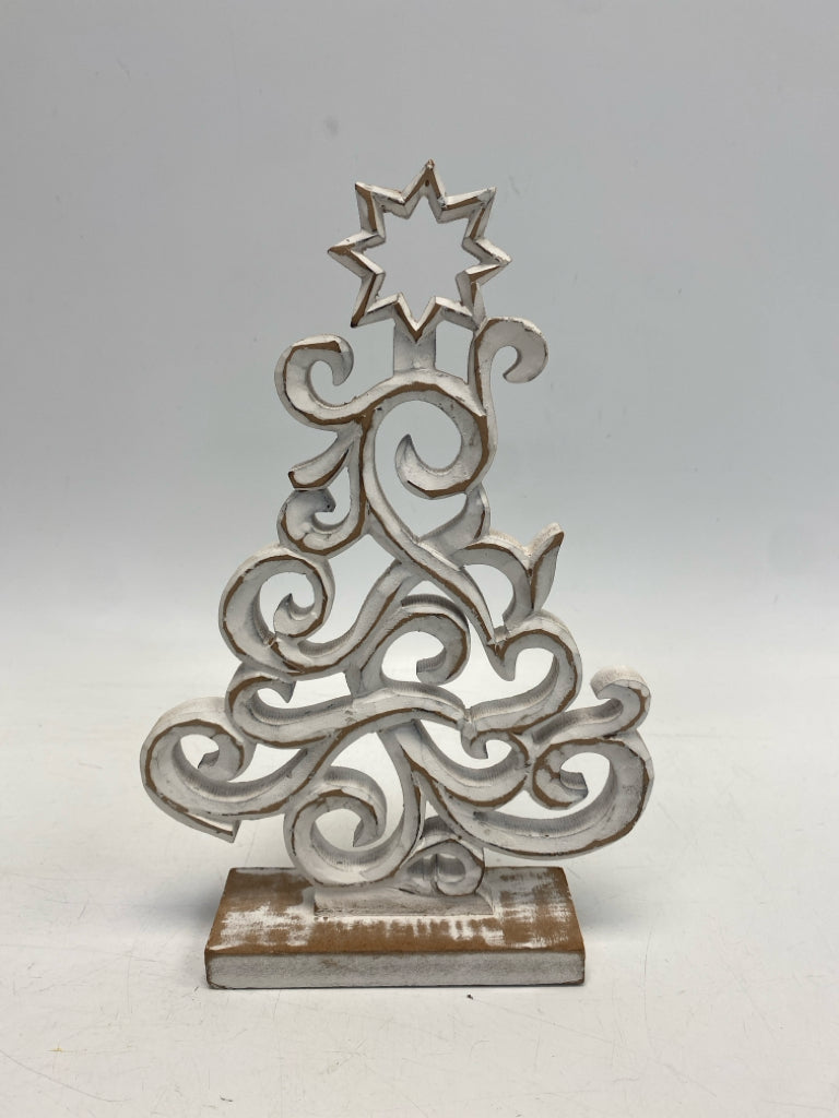White Brown Swirl Wood Christmas