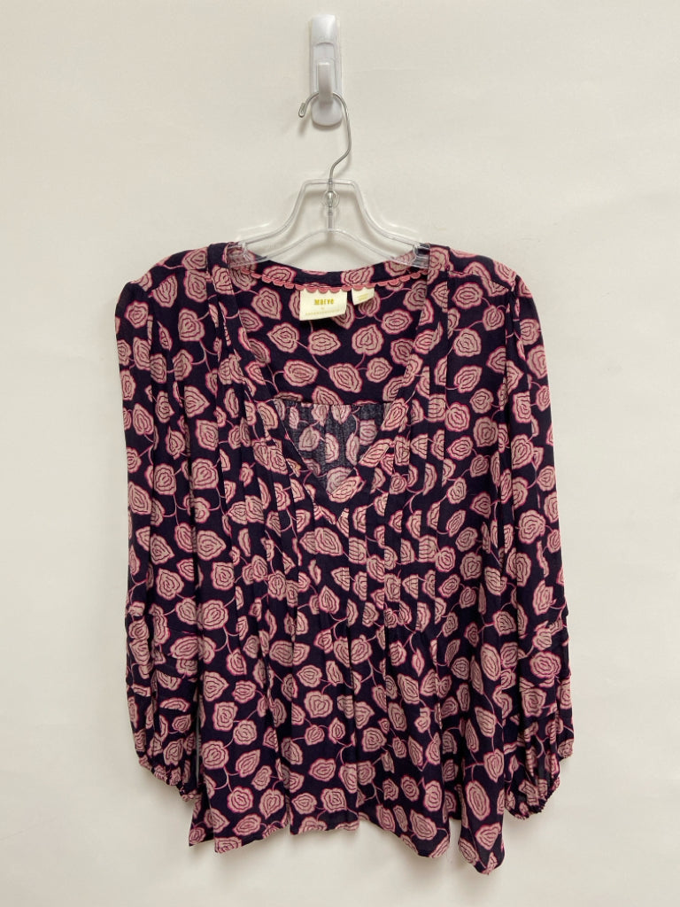 Maeve Size L Purple Dusty Pink Print Ladies Top