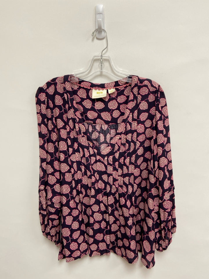Maeve Size L Purple Dusty Pink Print Ladies Top