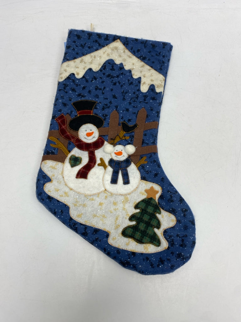 Blue/White Multi Color Snowman Fabric Christmas