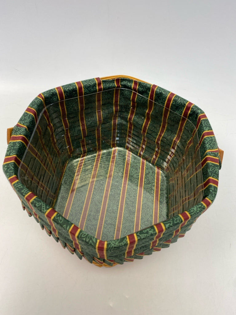 Longaberger Natural Red Basketweave Wood Basket