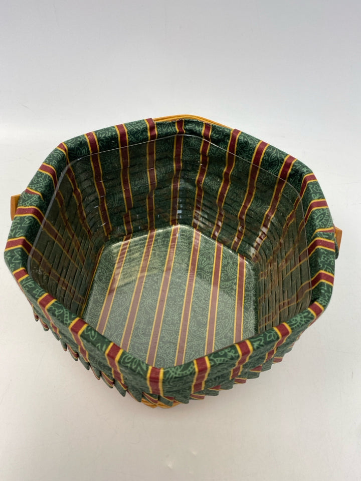 Longaberger Natural Red Basketweave Wood Basket