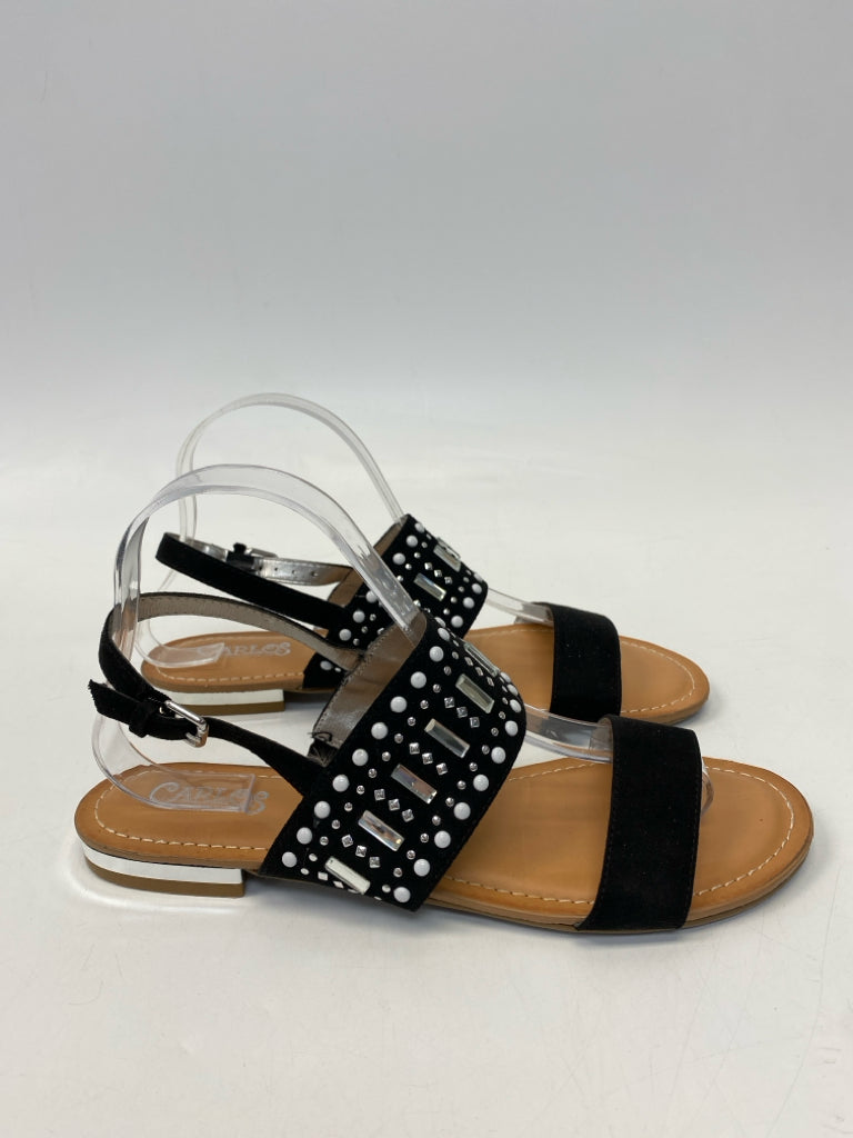 Carlos  Size 8.5 Black Beaded Sandals